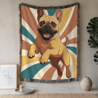 Printify Blanket 52'' × 37'' Fawn French Bulldog Terrier Swirls Throw Blanket