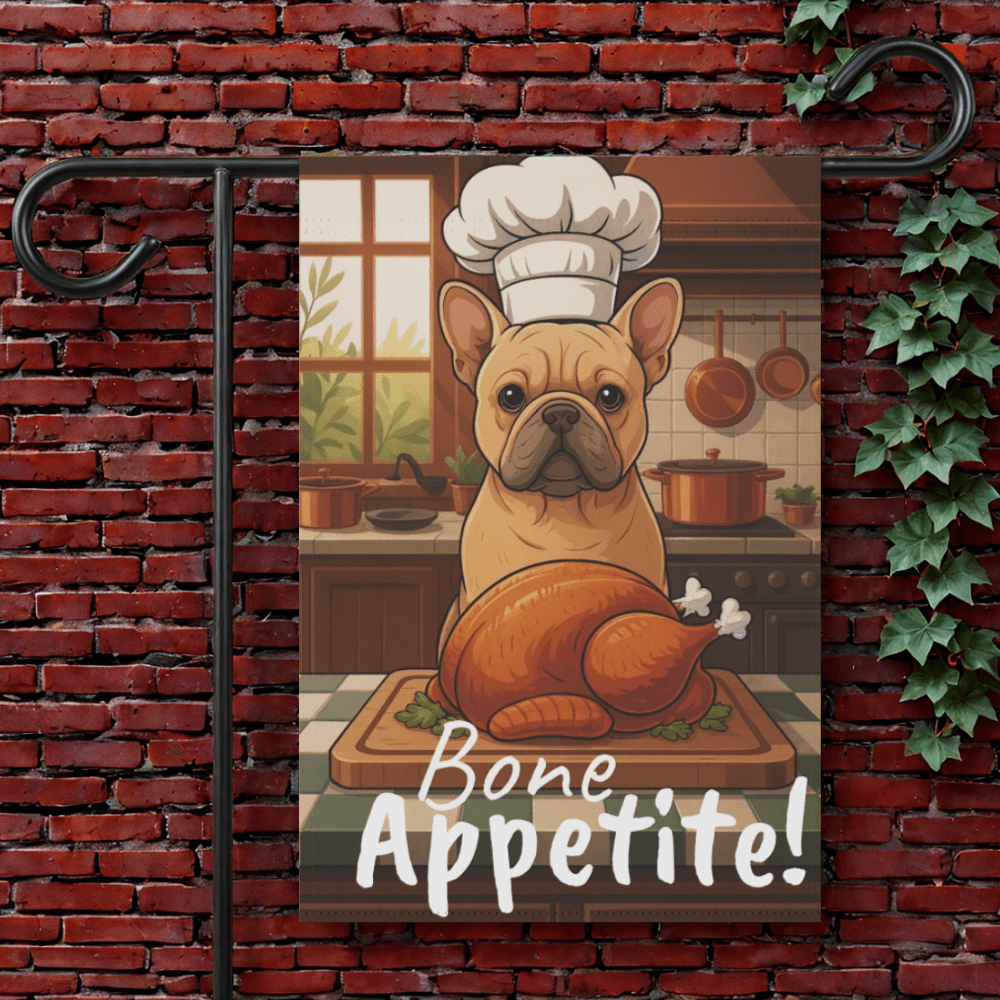 Printify Garden Flag 12'' × 18'' Fawn French Bulldog Thanksgiving Garden Flag