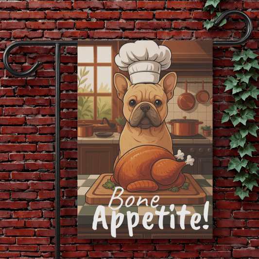 Printify Garden Flag 12'' × 18'' Fawn French Bulldog Thanksgiving Garden Flag