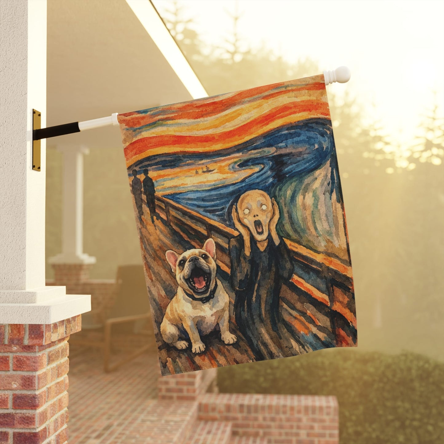 Fawn French Bulldog The Scream Yard Garden Flag