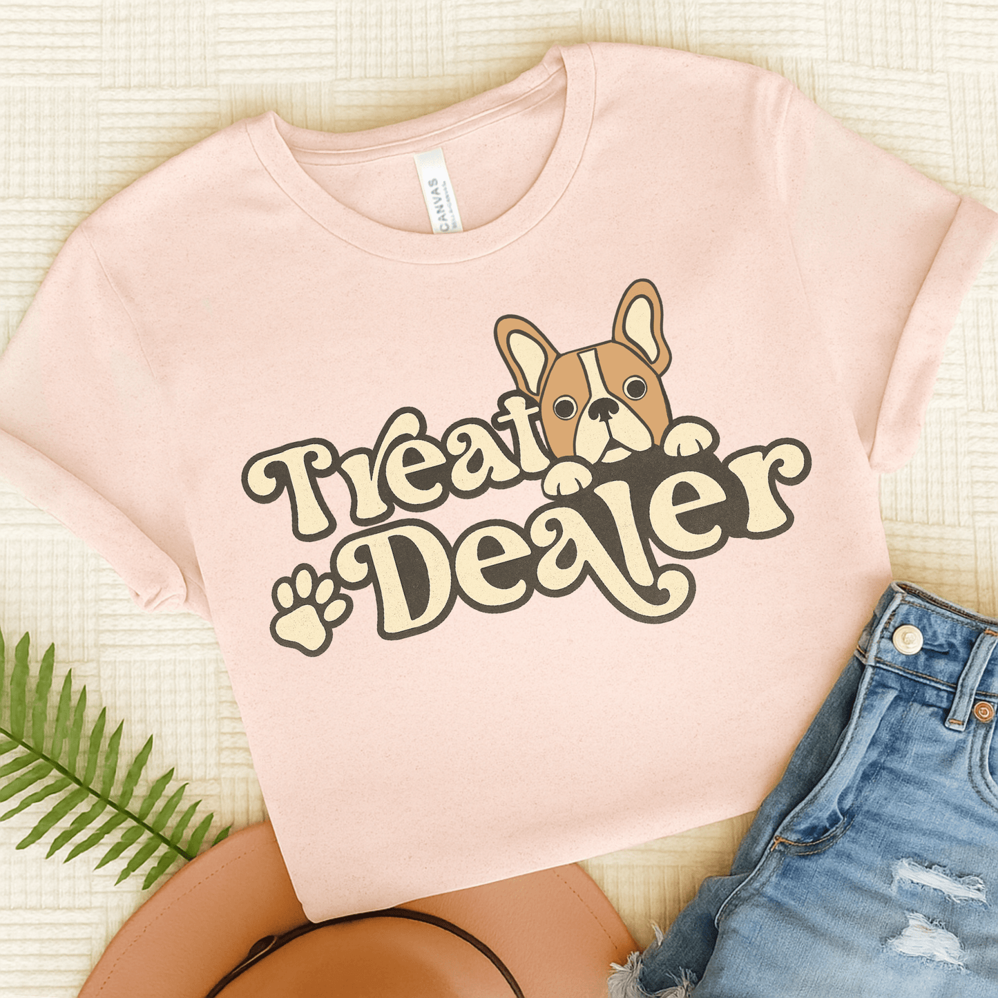 Fawn French Bulldog Treat Dealer TShirt Soft Pink