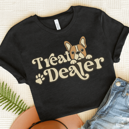 Fawn French Bulldog Treat Dealer TShirt Black Heather