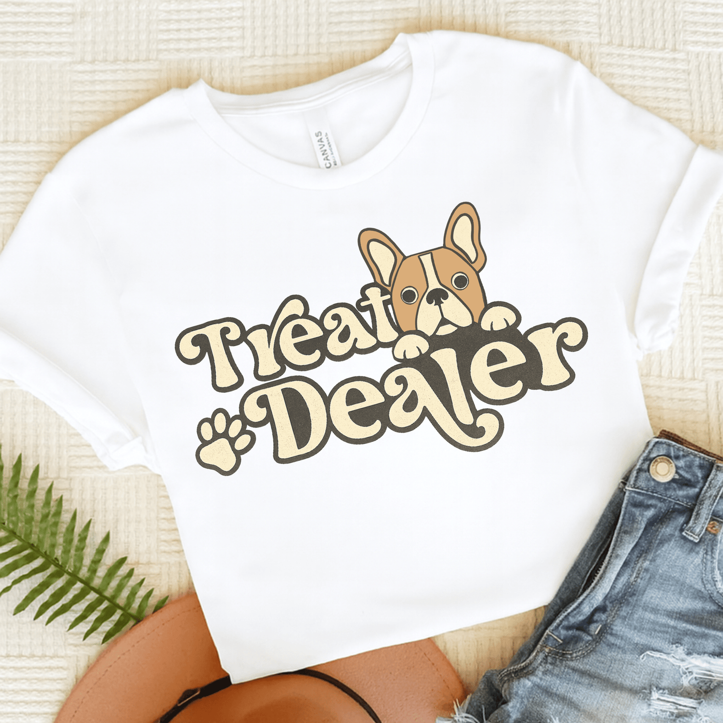 Fawn French Bulldog Treat Dealer TShirt White