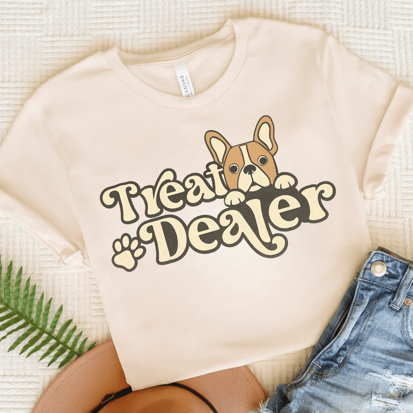 Fawn French Bulldog Treat Dealer TShirt Natural