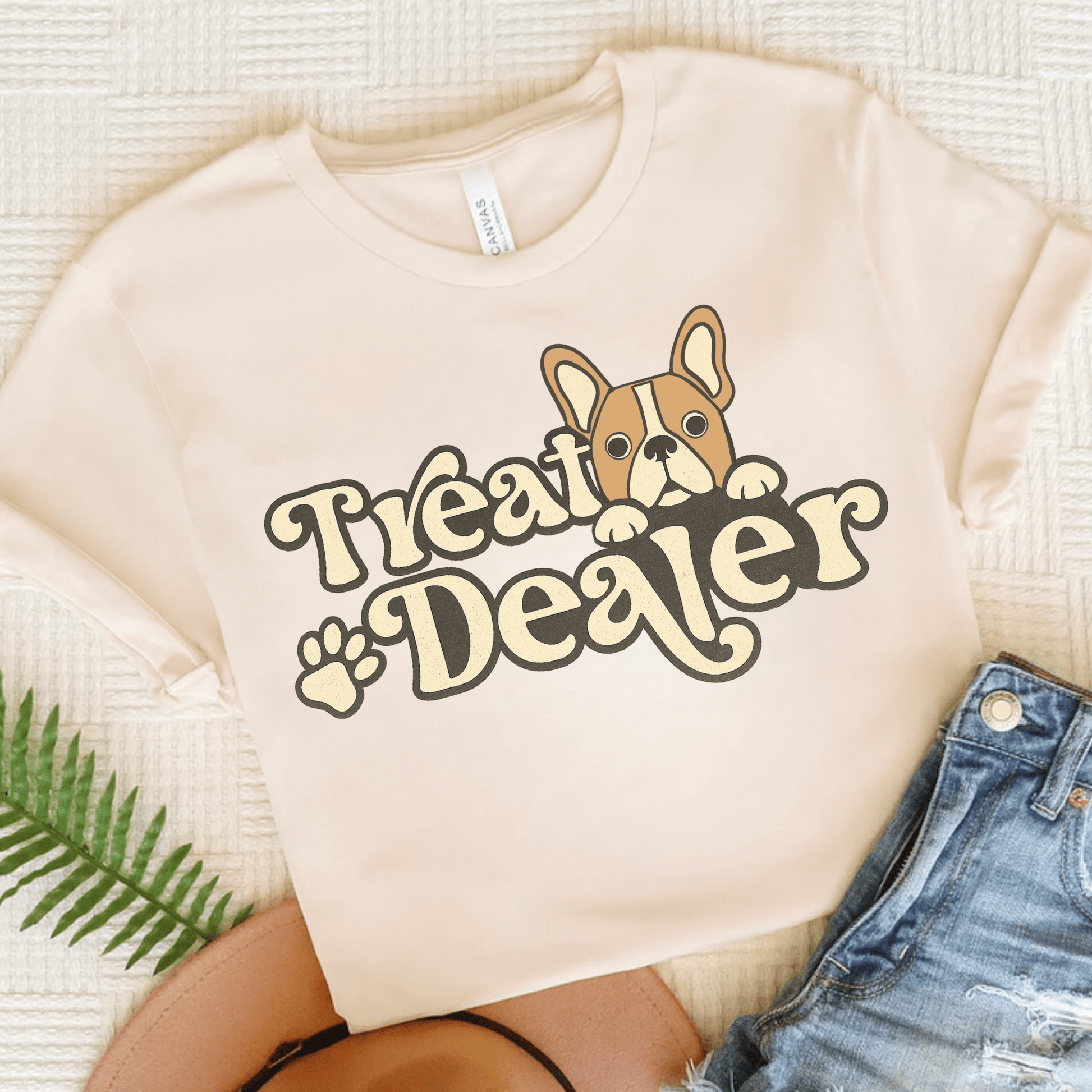 Fawn French Bulldog Treat Dealer TShirt Natural