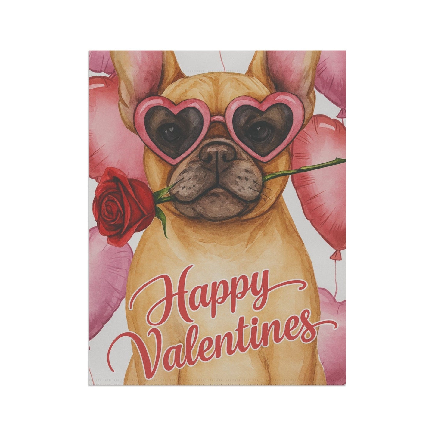 Fawn French Bulldog Valentines Day Garden Flag