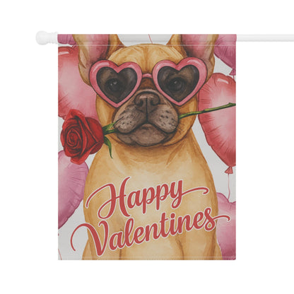 Fawn French Bulldog Valentines Day Garden Flag