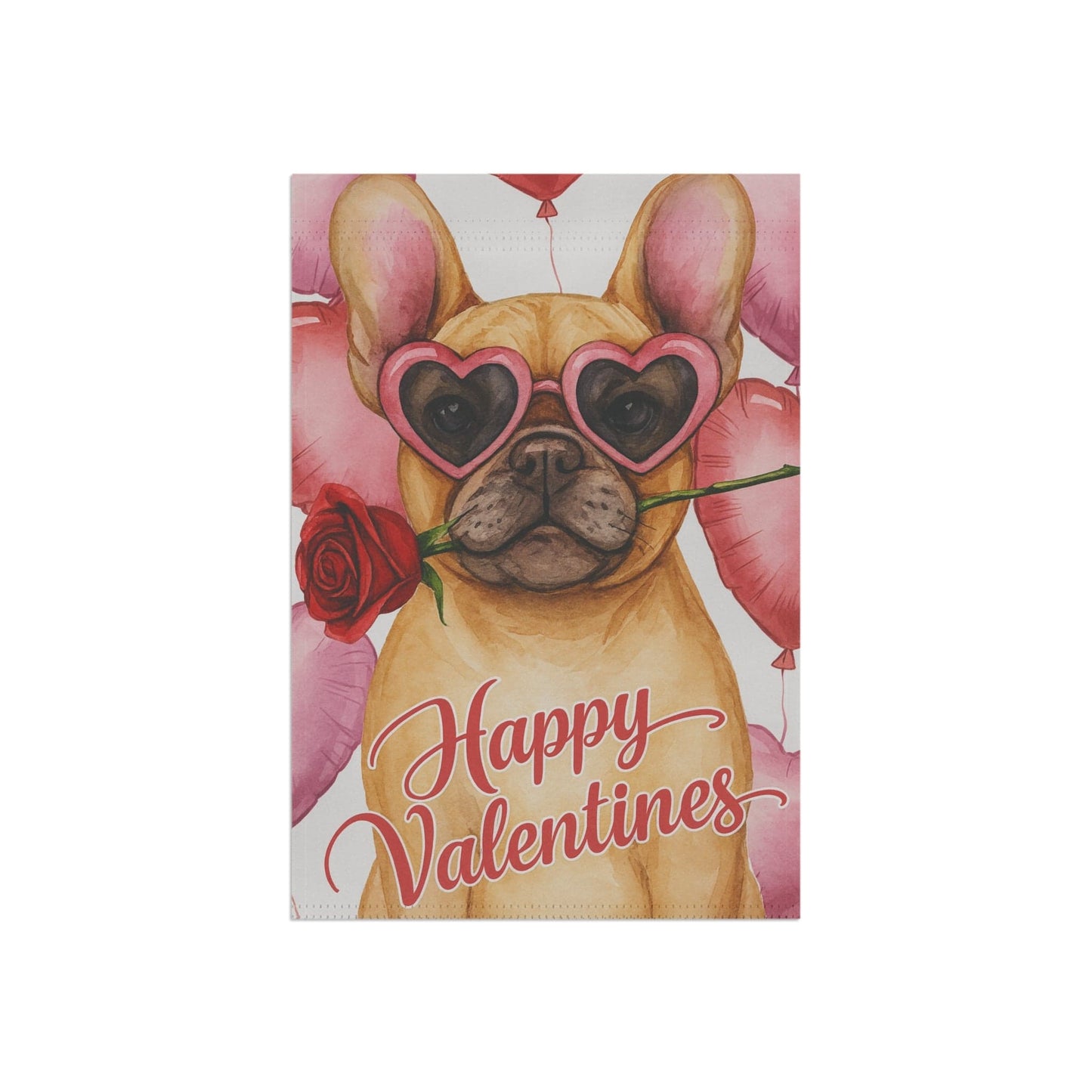 Fawn French Bulldog Valentines Day Garden Flag