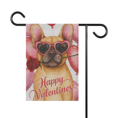 Fawn French Bulldog Valentines Day Garden Flag