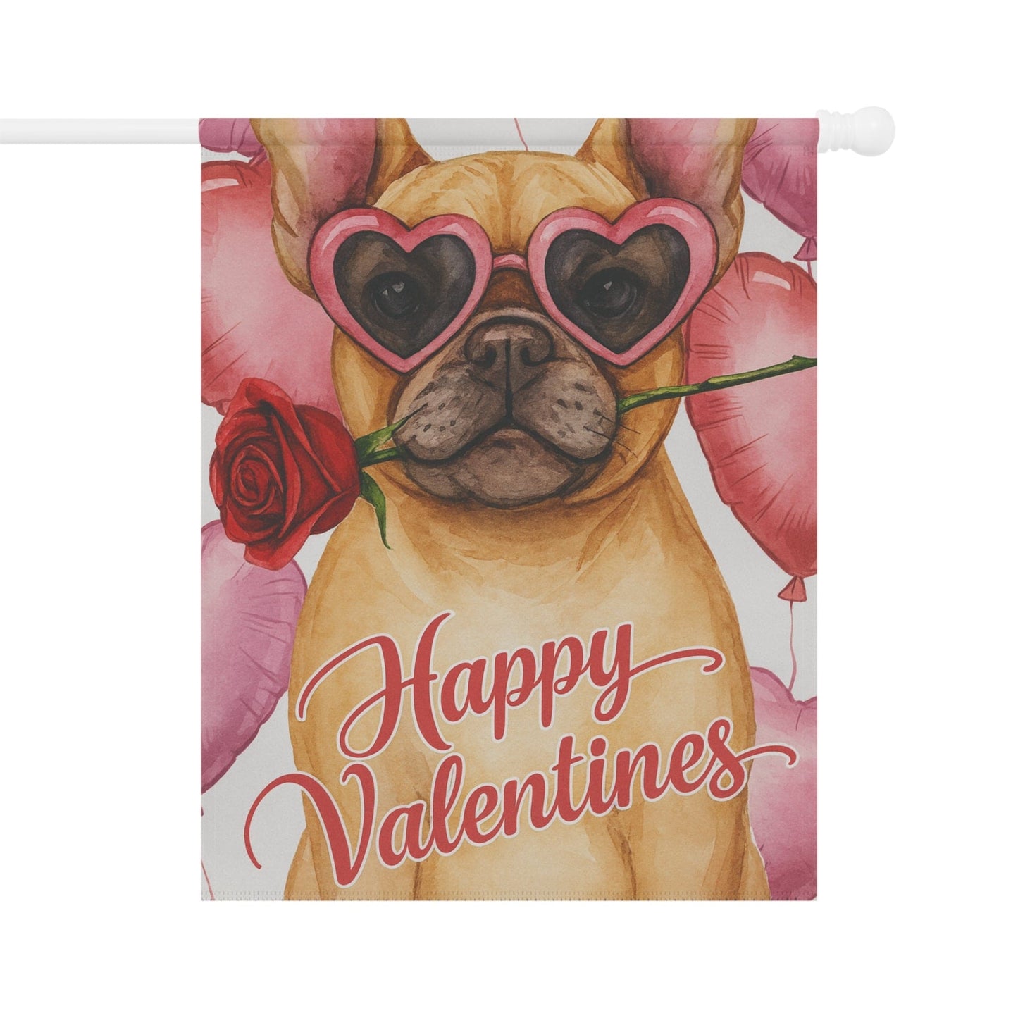 Fawn French Bulldog Valentines Day Garden Flag