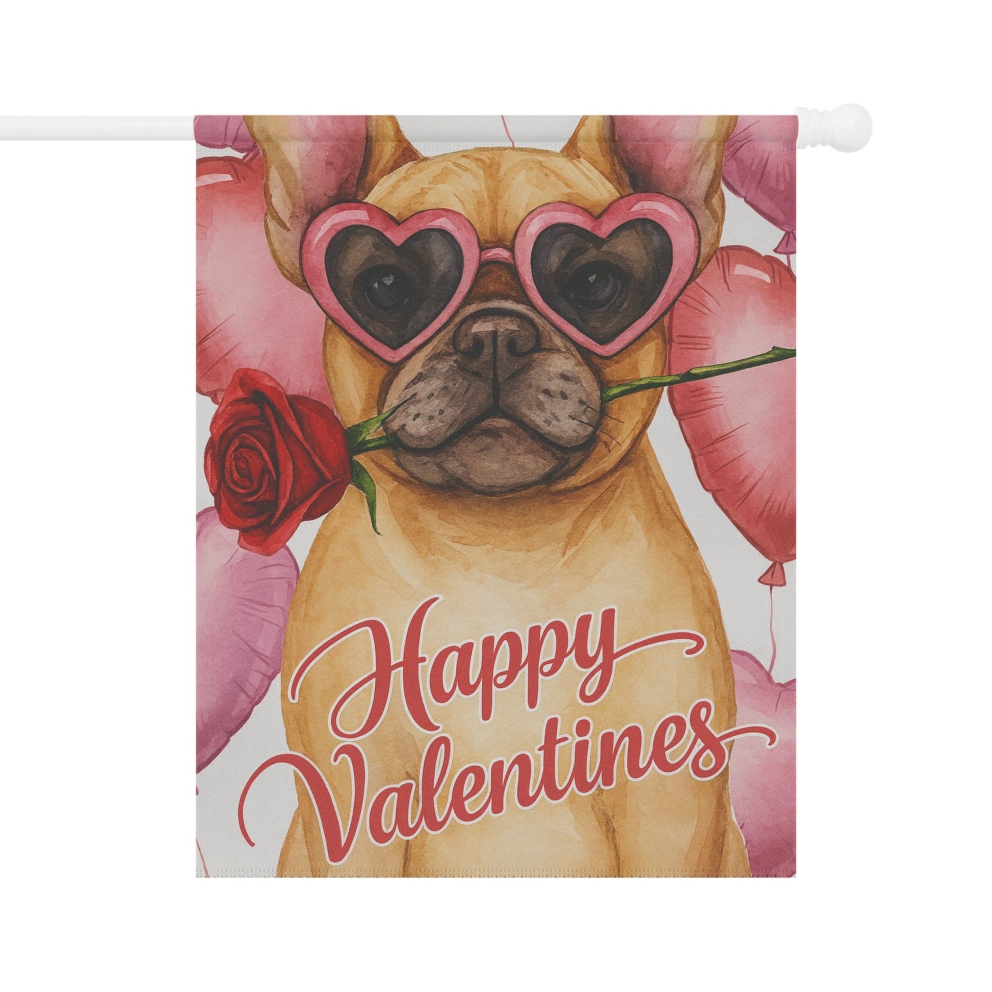 Fawn French Bulldog Valentines Day Garden Flag
