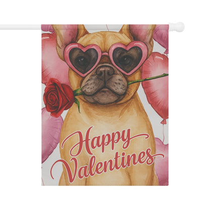 Fawn French Bulldog Valentines Day Garden Flag
