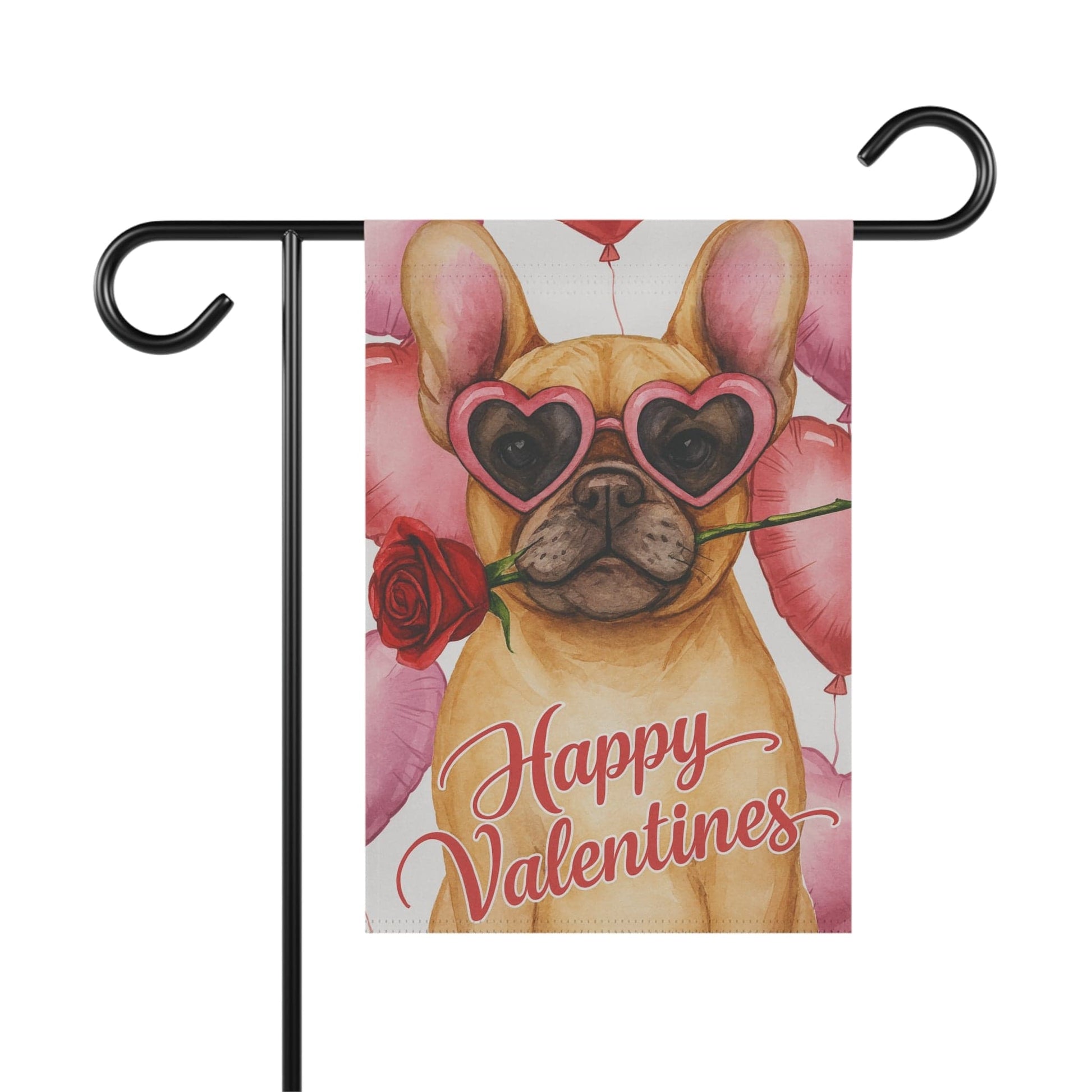 Fawn French Bulldog Valentines Day Garden Flag