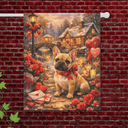 Fawn French Bulldog Valentines Day Garden Flag 24.5'' × 32''