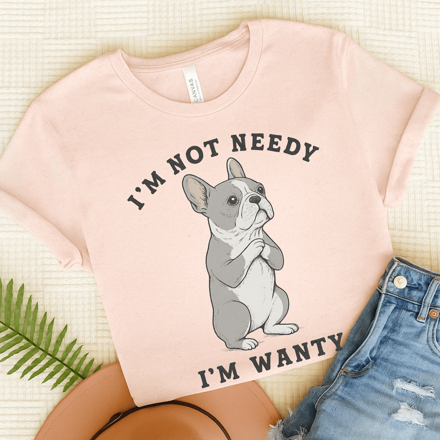 Fawn French Bulldog Wanty TShirt Soft Pink