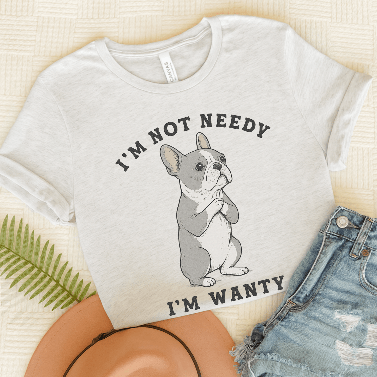 Fawn French Bulldog Wanty TShirt Ash