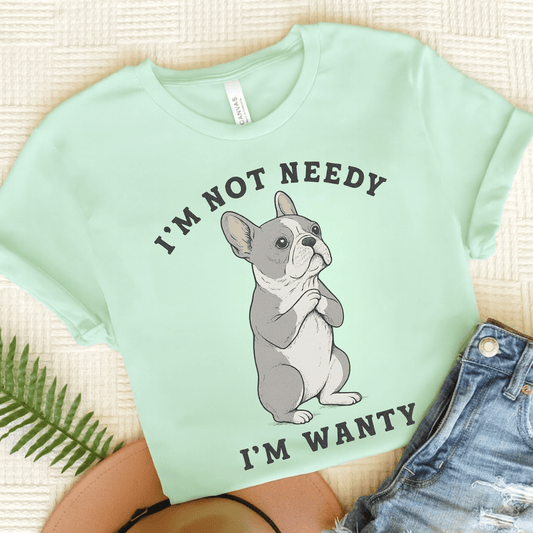 Fawn French Bulldog Wanty TShirt Heather Mint