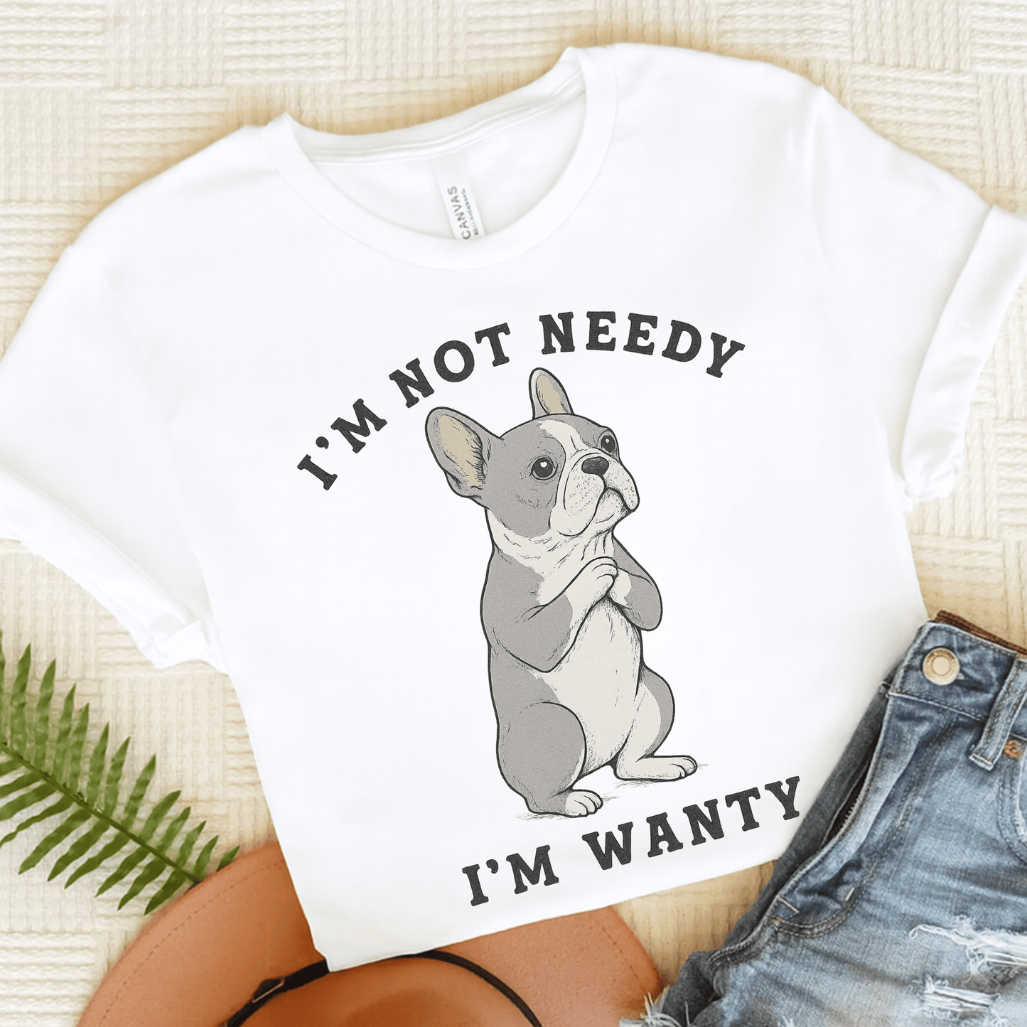 Fawn French Bulldog Wanty TShirt White