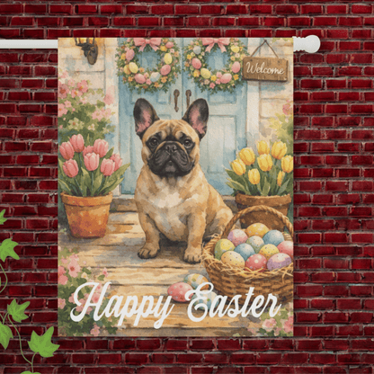 Fawn French Bulldog Welcome Easter Yard Flag 24.5'' × 32''