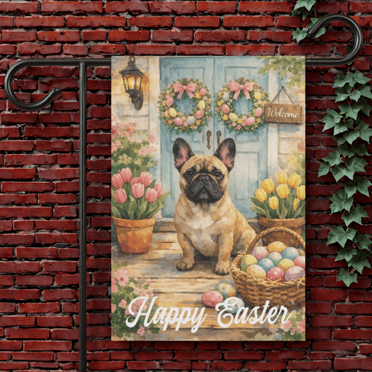 Fawn French Bulldog Welcome Easter Yard Flag 12'' × 18''