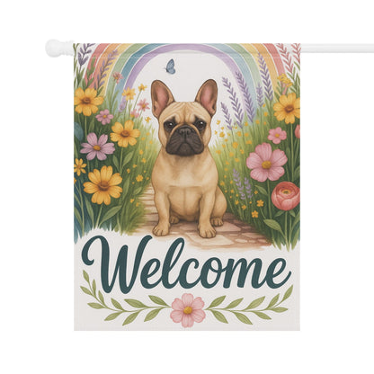 Printify Garden Flag Fawn French Bulldog Welcome Garden Flag