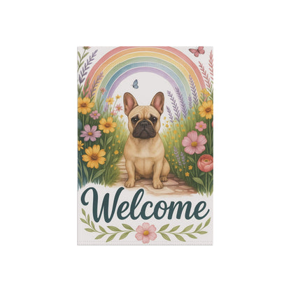 Printify Garden Flag Fawn French Bulldog Welcome Garden Flag