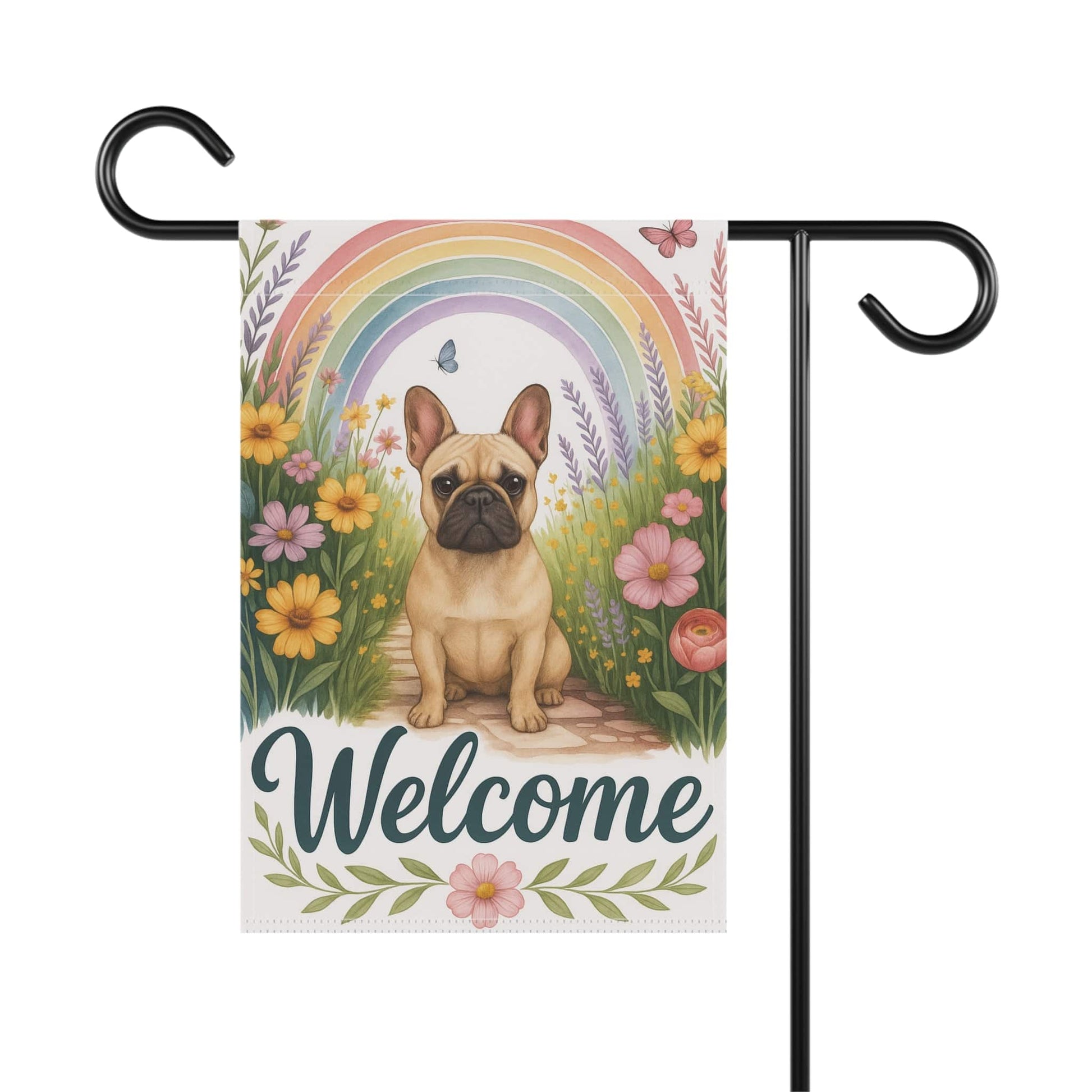 Printify Garden Flag Fawn French Bulldog Welcome Garden Flag