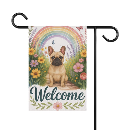 Printify Garden Flag Fawn French Bulldog Welcome Garden Flag