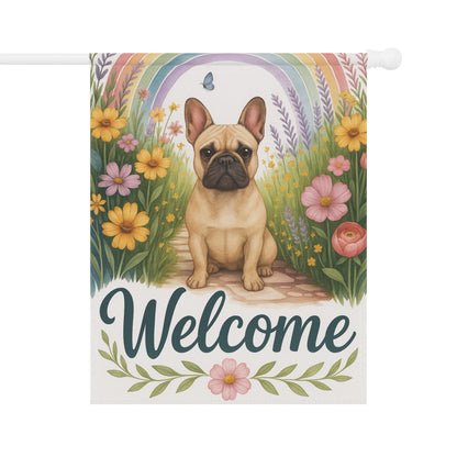 Printify Garden Flag Fawn French Bulldog Welcome Garden Flag