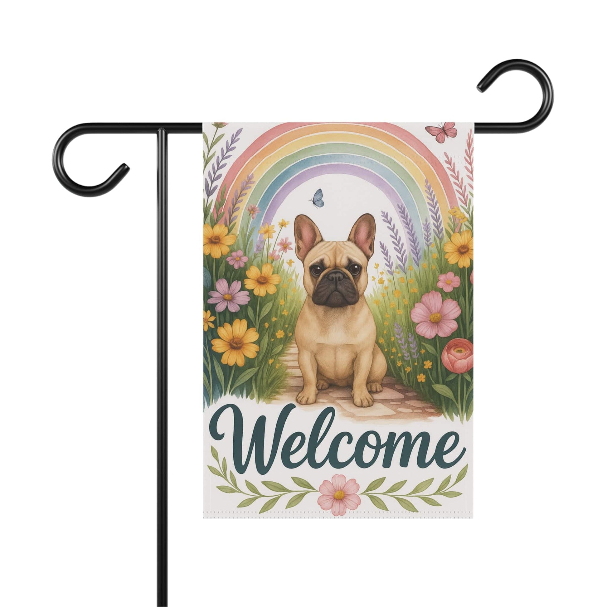 Printify Garden Flag Fawn French Bulldog Welcome Garden Flag