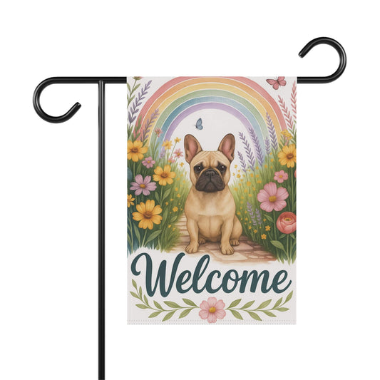 Printify Garden Flag Fawn French Bulldog Welcome Garden Flag