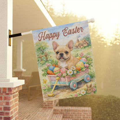 Fawn French Bulldog Welcome Wagon Easter Yard Flag