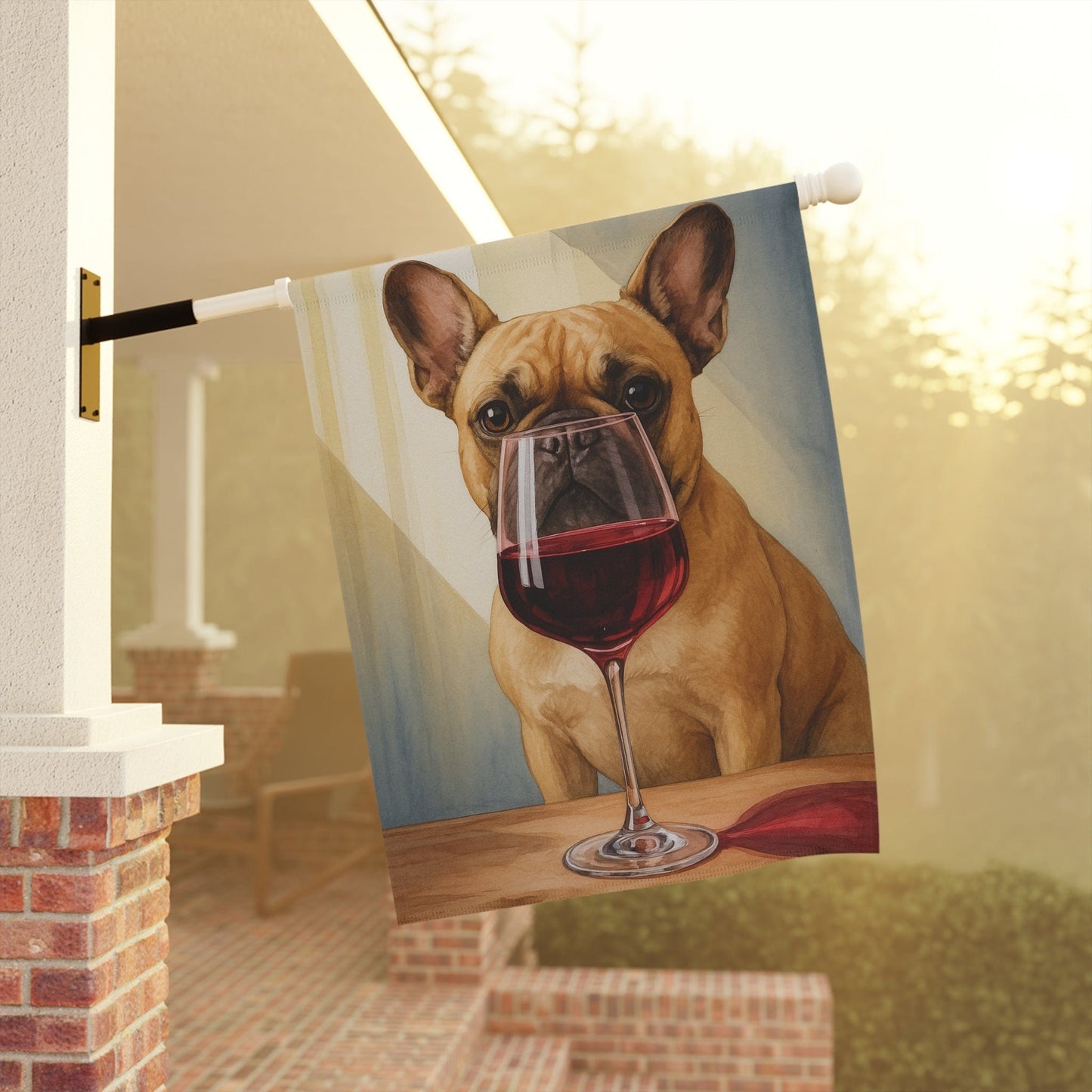 Fawn French Bulldog Wine Garden Flag