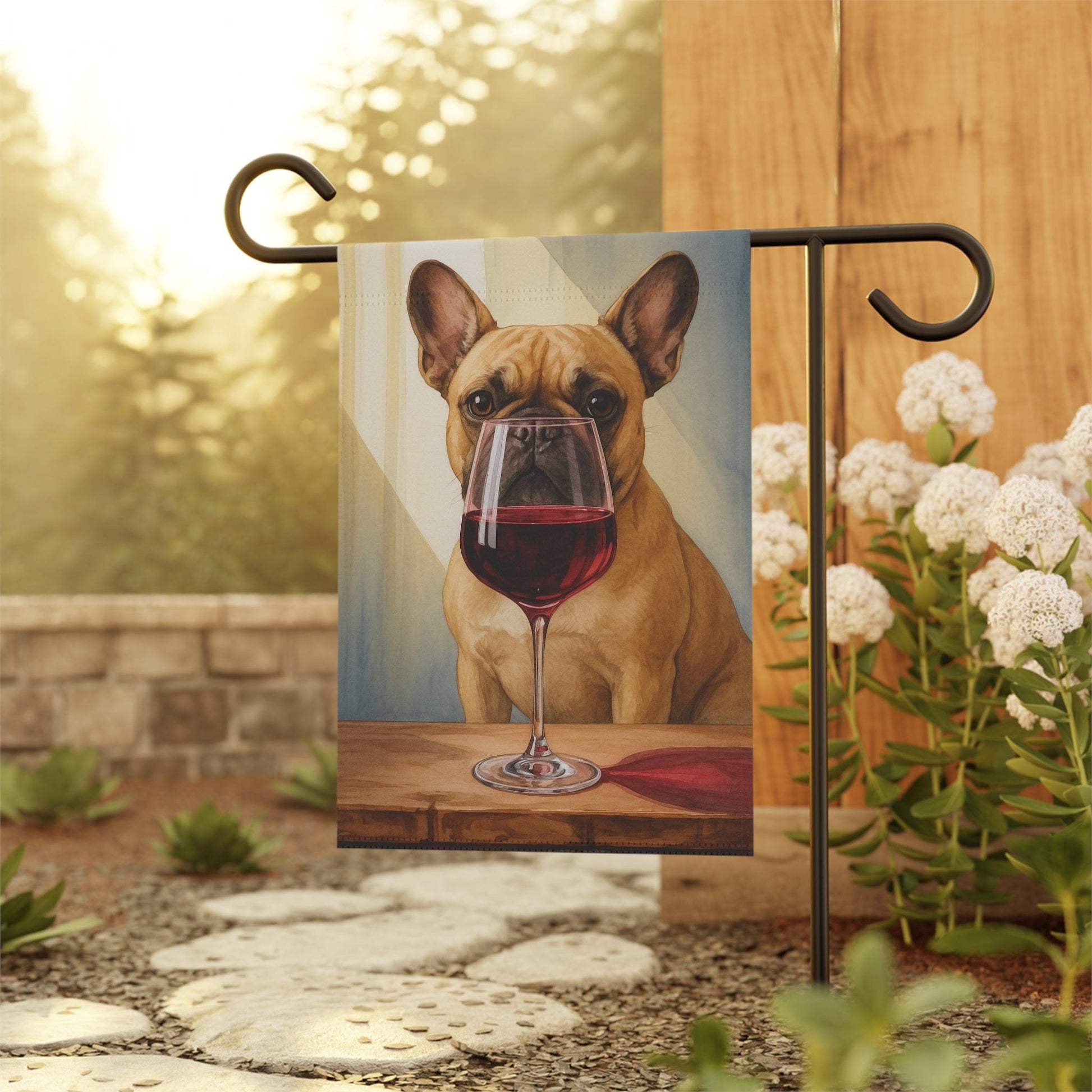 Fawn French Bulldog Wine Garden Flag