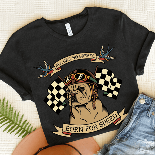 Fawn Frenchie Racing Speed Unisex Tshirt Dark Grey Heather