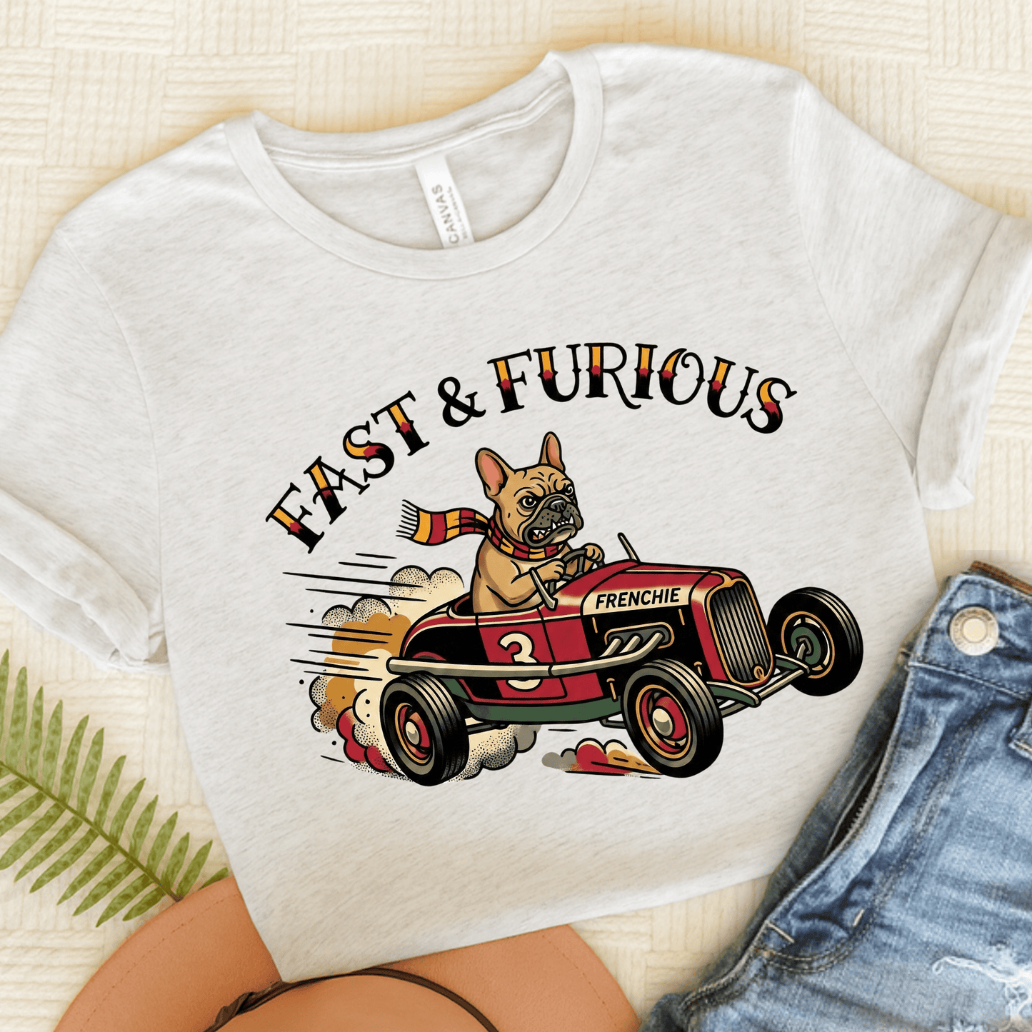 Fawn French Car Racing Fast Unisex Tshirt Ash
