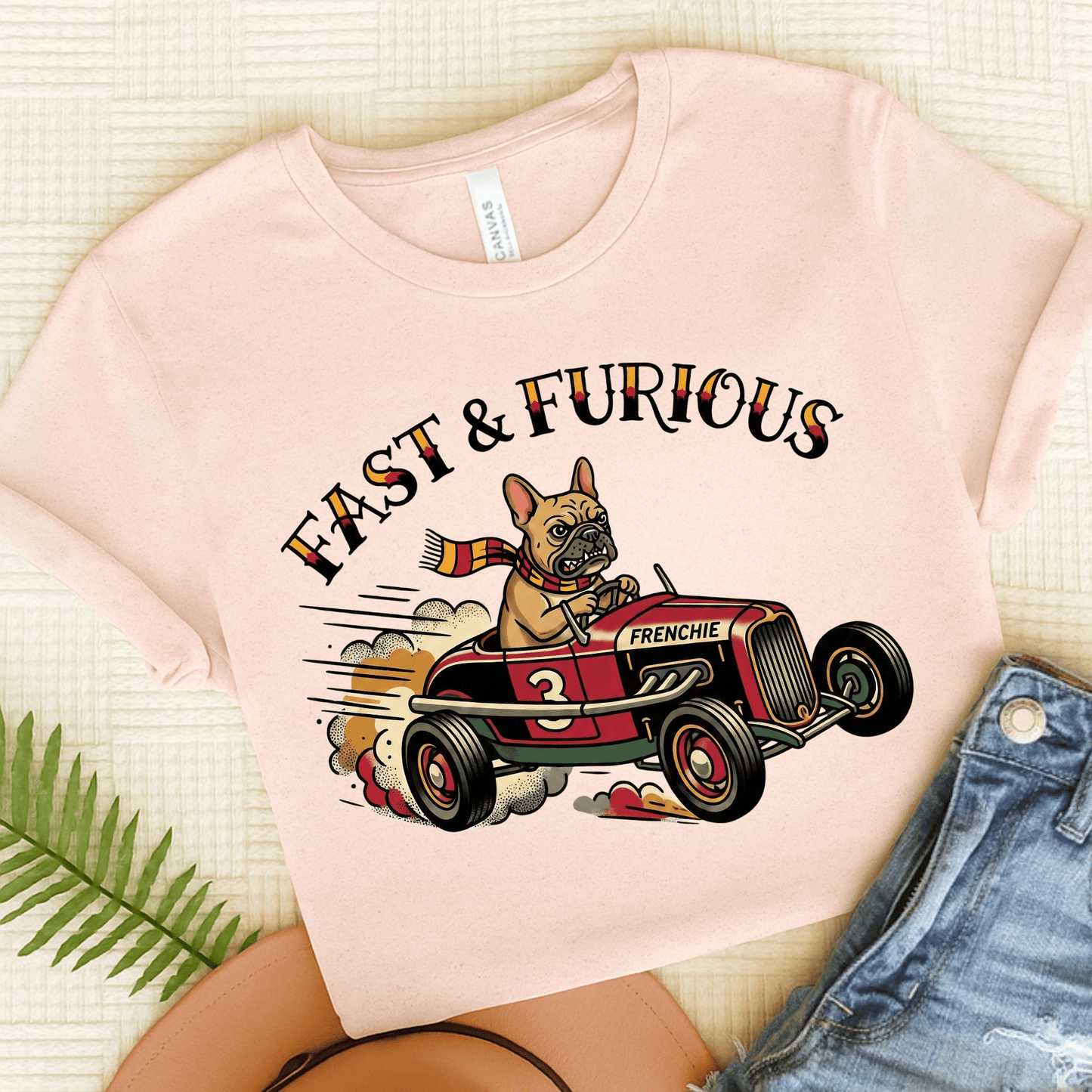 Fawn French Car Racing Fast Unisex Tshirt Soft Pink