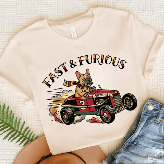 Fawn French Car Racing Fast Unisex Tshirt Natural
