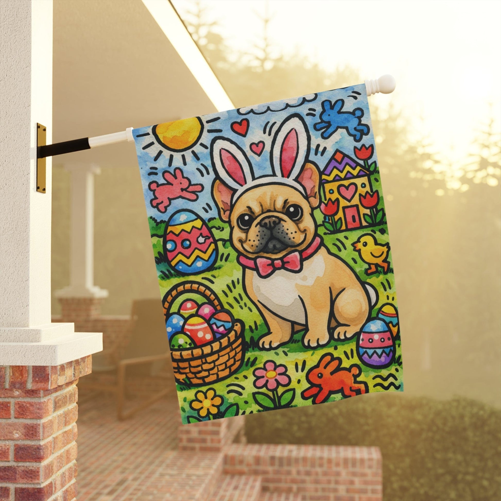 Fawn French Colorful Playful Easter Garden Flag