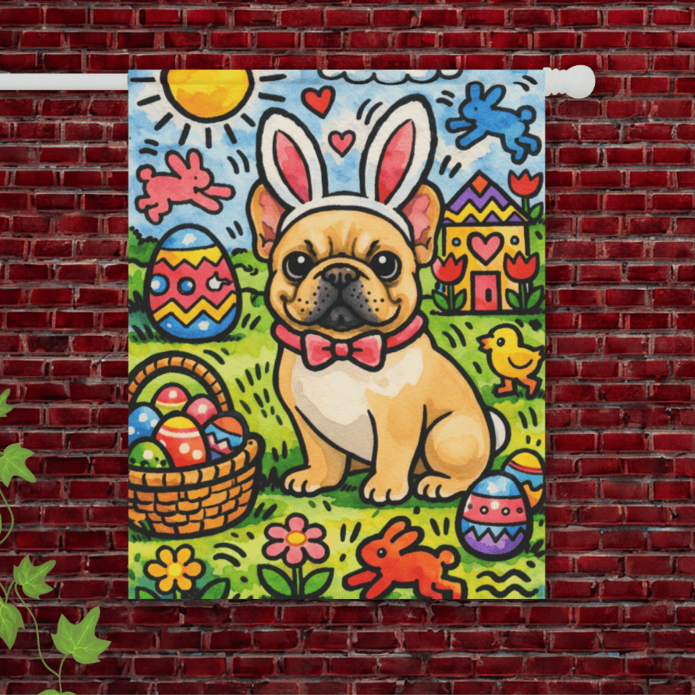 Fawn French Colorful Playful Easter Garden Flag 24.5'' × 32''