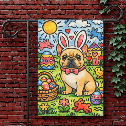 Fawn French Colorful Playful Easter Garden Flag 12'' × 18''