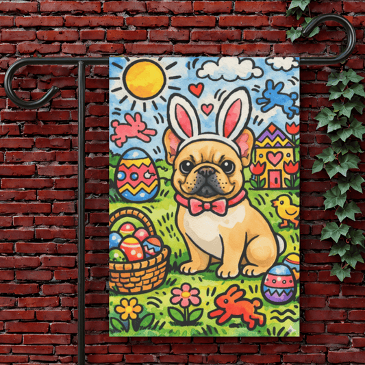 Fawn French Colorful Playful Easter Garden Flag 12'' × 18''