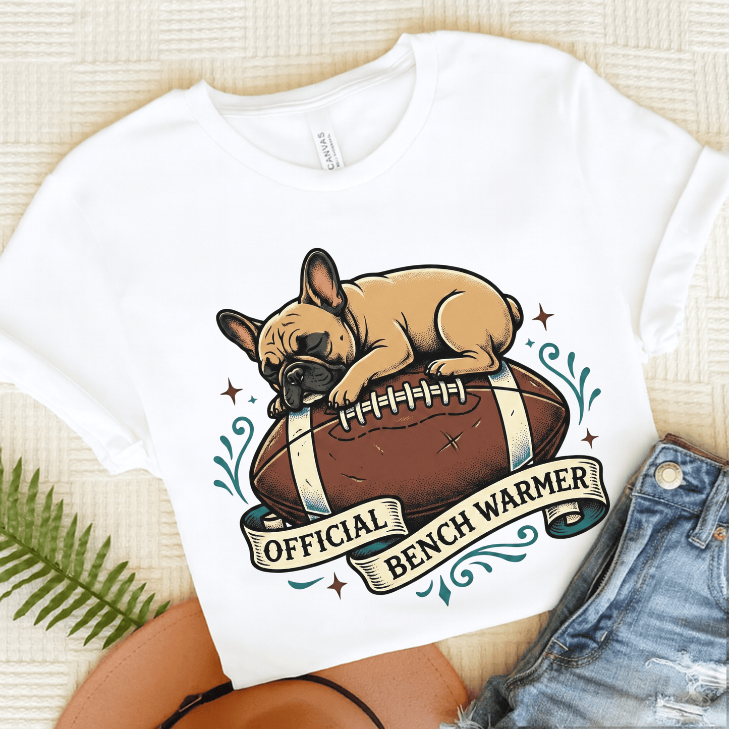 Fawn French Football Bench Warmer Unisex Tshirt White