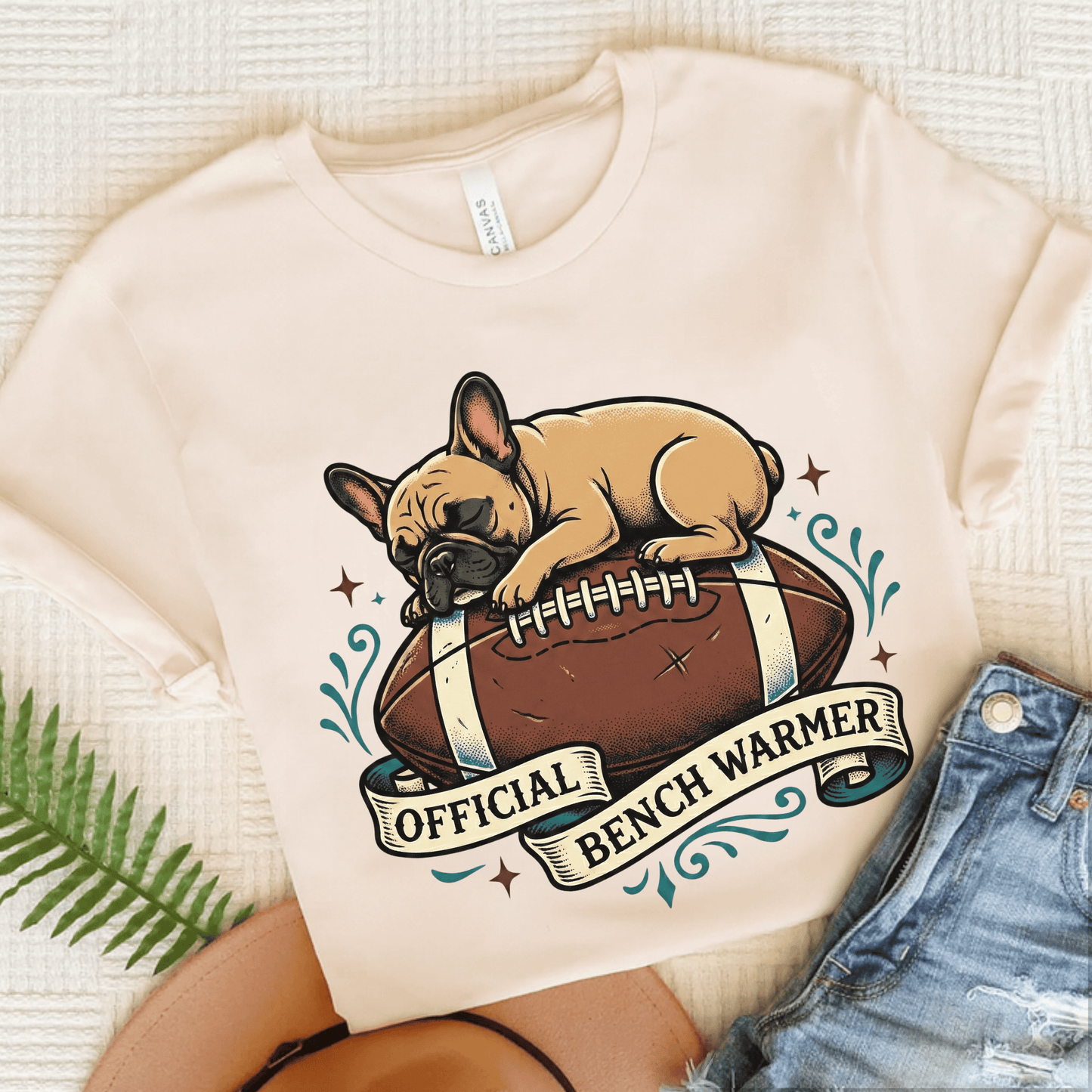 Fawn French Football Bench Warmer Unisex Tshirt Natural