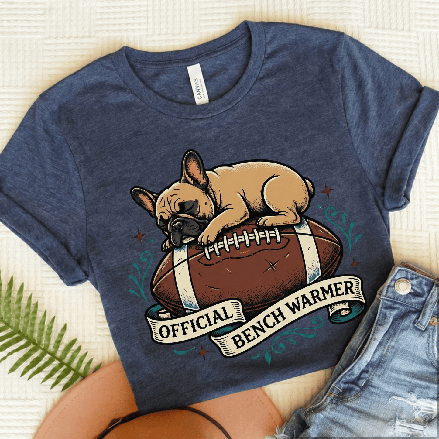 Fawn French Football Bench Warmer Unisex Tshirt Heather Navy