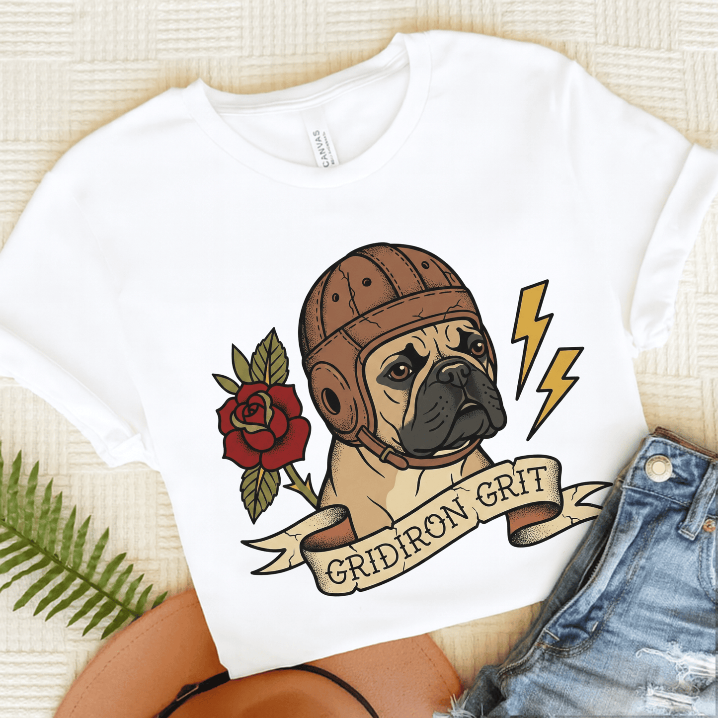 Fawn French Football Gridiron Unisex Tshirt White