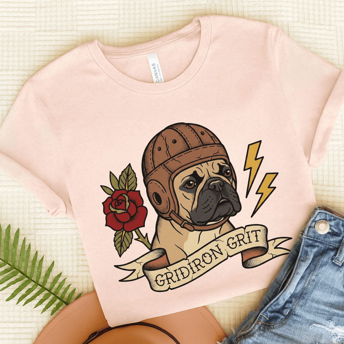 Fawn French Football Gridiron Unisex Tshirt Soft Pink