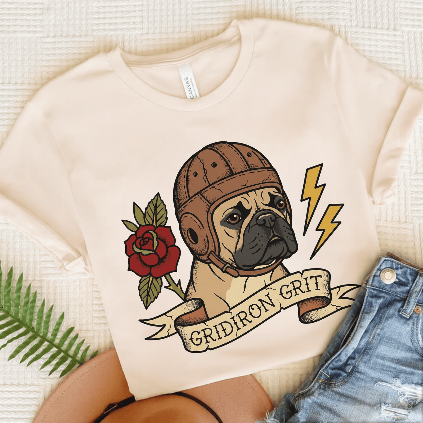 Fawn French Football Gridiron Unisex Tshirt Natural