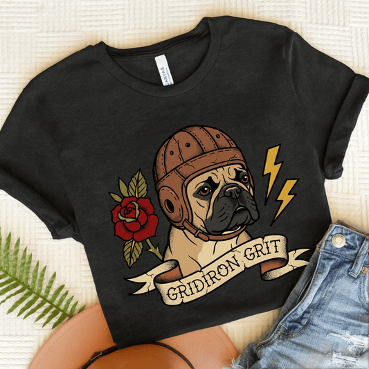 Fawn French Football Gridiron Unisex Tshirt Dark Grey Heather