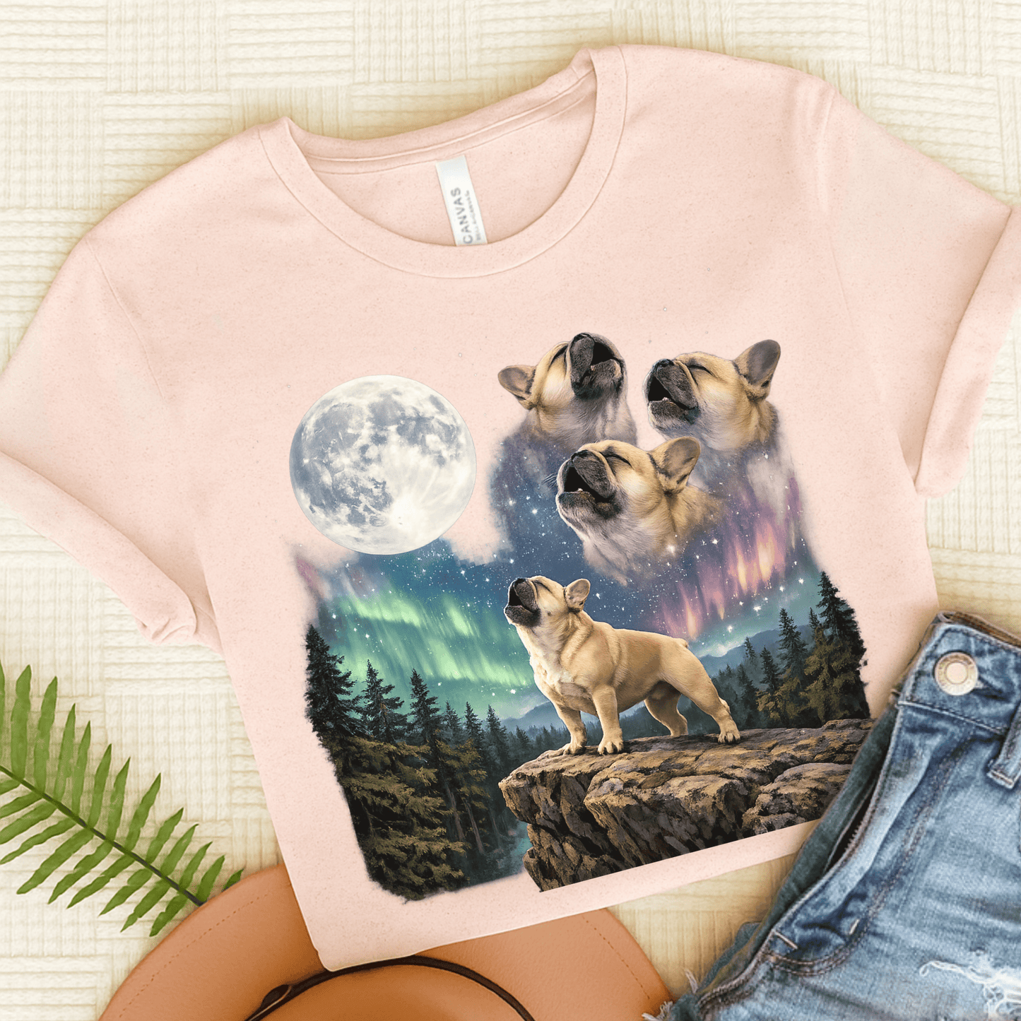 Fawn French Howling Galaxy Unisex TShirt Soft Pink